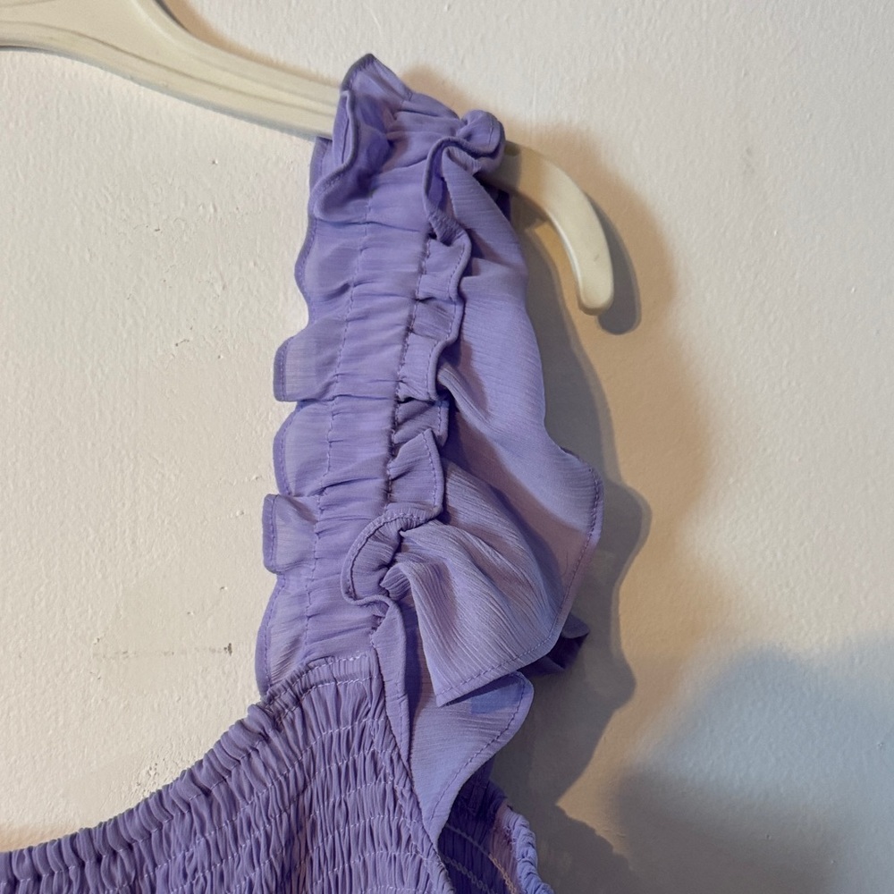 Chic Lilac Ruffle Mini Dress - Picture 4 of 4